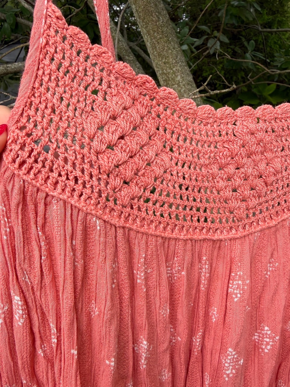 Rip Curl Coral Crochet-Accent Maxi Dress - Picture 5 of 6